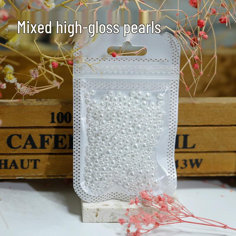 Japanese Style Pure White Nail Art Pearls - Mixed Sizes, Semi-Circular Ornaments