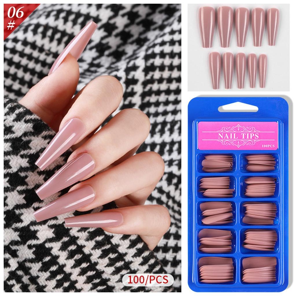 100pcs Long Fake Nails Full Cover False Nail Coffin Tips Ballerina Art Manicure