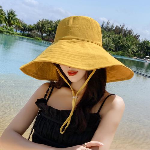 Japan and South Korea Big Brim Hat Women's Spring and Summer Foldable Travel Sun Hat Sun Hat Solid Color Casual Fisherman Hat