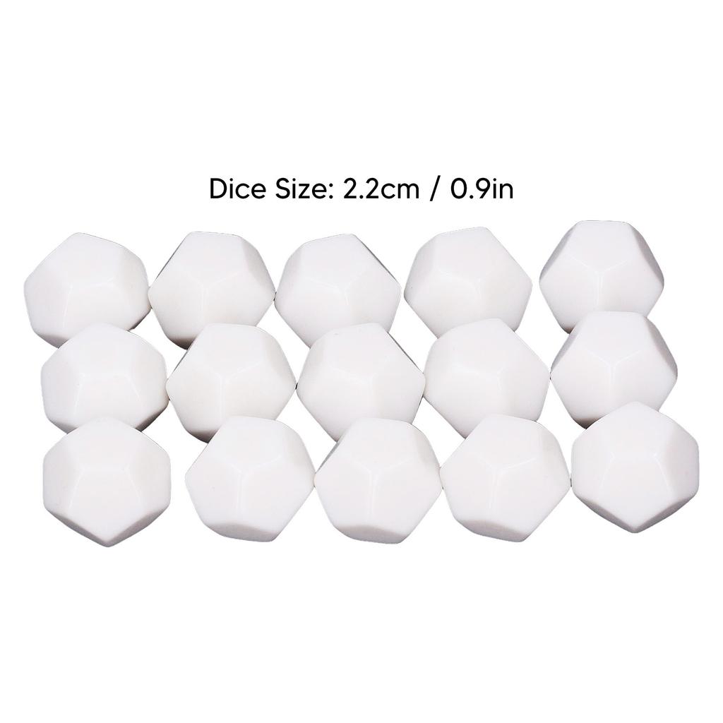 Dados Blancos Lisos, 30 Piezas Dados Poliedros de Plástico Escribibles para Enseñanza Dados de 12 Caras Dados de Plástico Lisos Educativos Dados Lisos Impermeables para Juegos de Mesa,