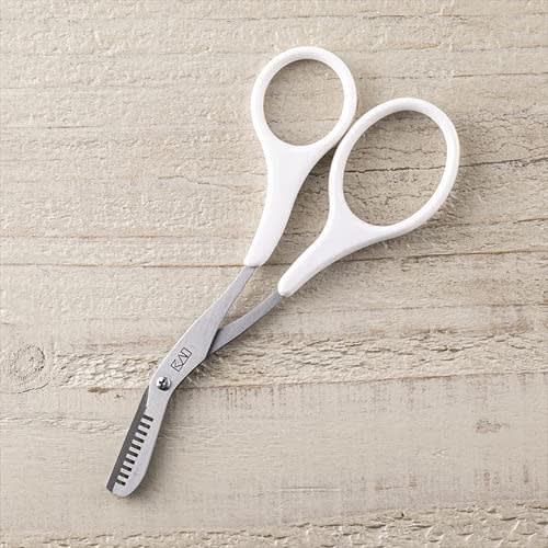 Kai KAI Eyebrow Scissors, Skiving Blade, Long Handle, Thin Eyebrows, Made in Japan, Scissors for Eyebrows, Mustache KQ3155