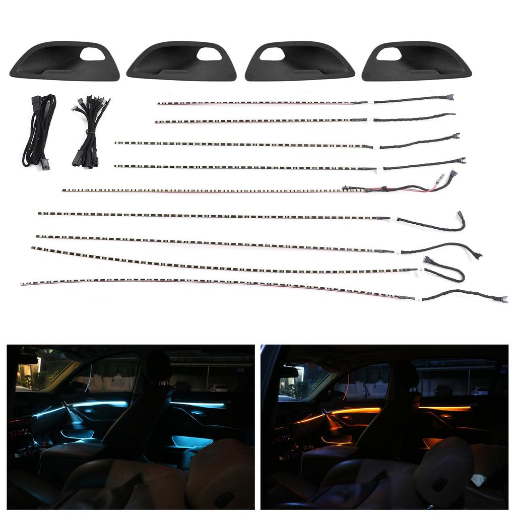 Car LED Ambient Light Dual Color Door Panel Console Atmospheres Lamp Fit for 5 Series F10 F11 2010‑2016Black Door Bowl