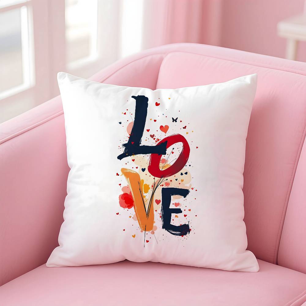 Home Decor Love-Themed Heart-Shaped Digital Print Pillowcases Pattern Cushion Cover Suitable For Sofa Bedroom Car Pillow Cover