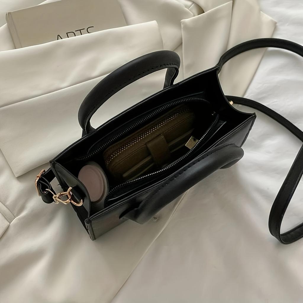 Trendy Square Handbag for Women Simple Mini Crossbody Bag Minimalist Top Handle Shoulder Bag Solid Color Purse Designer Bag