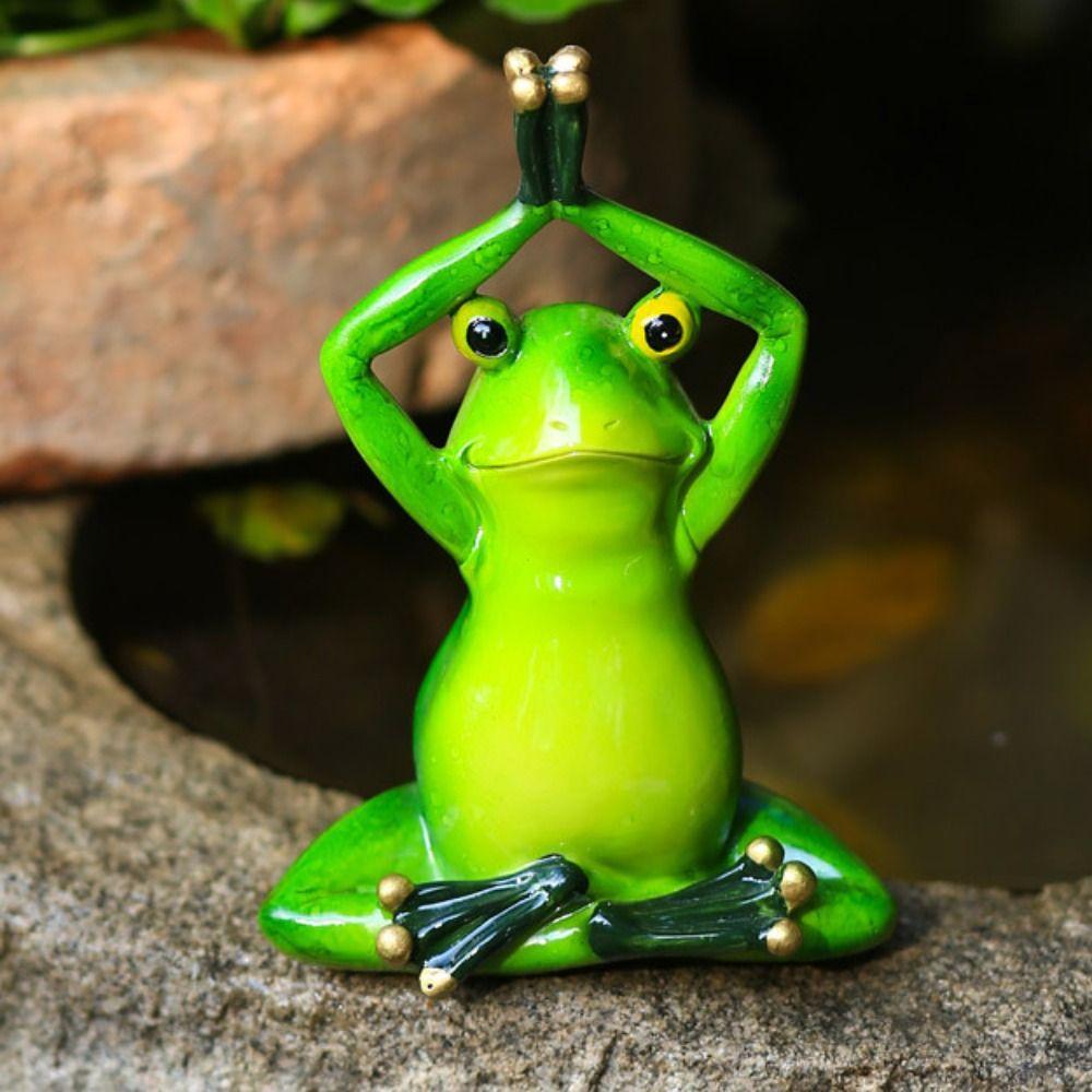 Roztomilá žába na jógu Soška Kreativní Miniatury Figurka Zahradní Dekorace Zvířecí Socha Domov