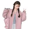 Women's Pink College Style Baseball Jacket - Chic Petite Spring/Autumn Trend