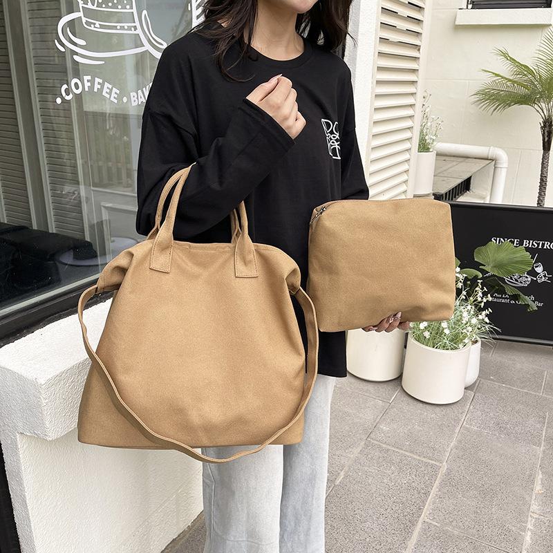 Canvas Shoulder Bag New Large-capacity Casual Tote Bag Mother and Child Bag Versatile Women's Lightweight Messenger Bag