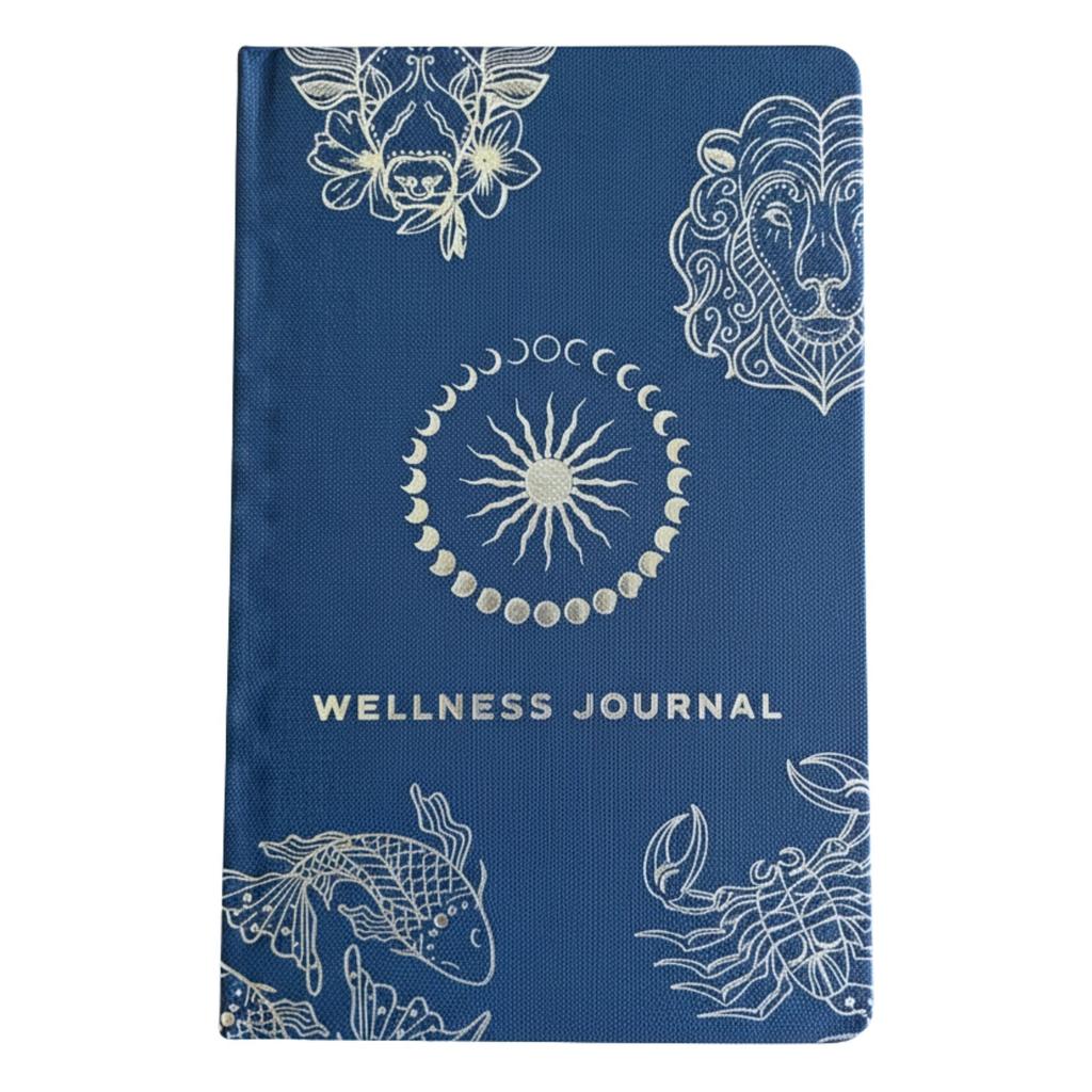 Midnight Blue Wellness Journal – 120 Pages – Silver Zodiac