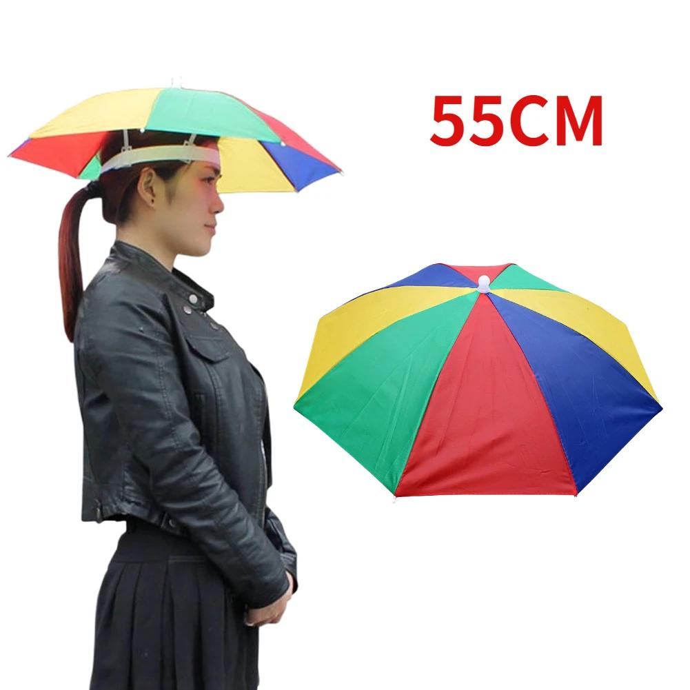 Outdoor Foldable Head Umbrella Hat Anti-Rain Anti-Sun Head-Mounted Headwear Sun Cap for Fishing Golf Cycling Hiking Camping