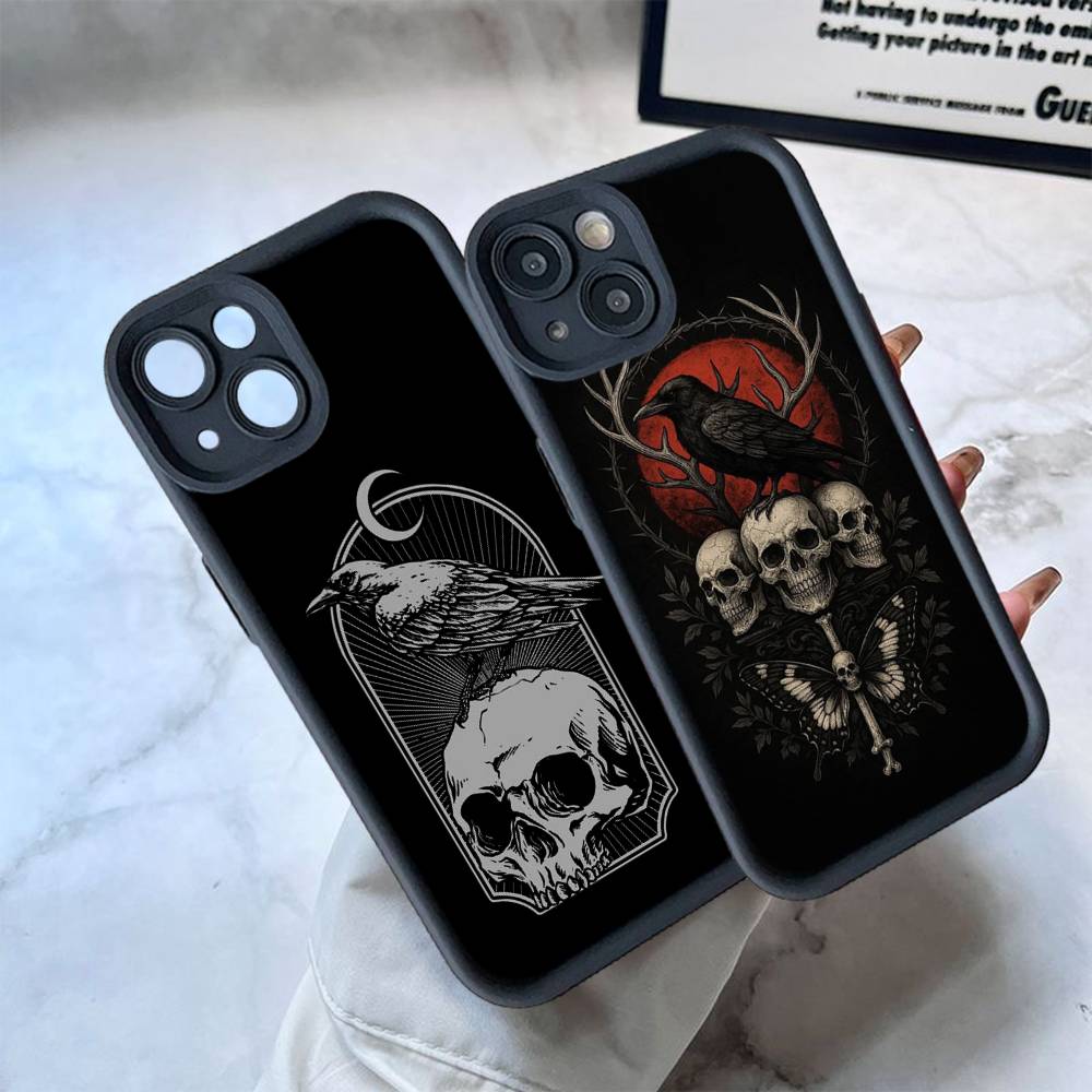 Skull Gothic Creepy Pastel Goth Phone Case For iPhone 17 16 15 14 13 12 11 Pro Plus Max Soft TPU Protection Soft Cover