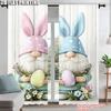 2 Stück Oster-Ei Wichtel Kaninchen Bedruckter Fenstervorhang Für Schlafzimmer Büro Küche Wohnzimmer Und Arbeitszimmer Stangendurchzug Fenster