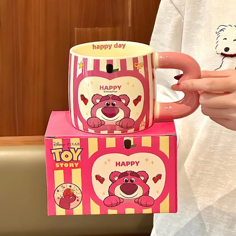 Vysoce hodnotný roztomilý hrnek s Medvídkem Pú pro pár, keramický pohár na vodu, dětský hrnek na mléko a kávu, dárek k narozeninám, dárková krabička