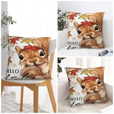 Thanksgiving Day Squirrel Pillow Cover Cute Funny Pillow Case For Sofa Car Home Decor Cushion Cover Soft Custom Pillowcases Gift