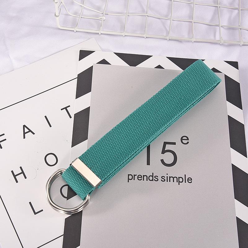 

Ремень унисекс из холщовой ткани с двумя кольцами для молодежи - стильный, универсальный и модный однотонный аксессуар 110cm x 3.8cm зелёный