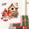 Bird Wall Decals Christmas Sticker Watercolor PVC Decal Waterproof Winter Decorative Theme Window Cling for Glass Doors And Storefronts Festive Door