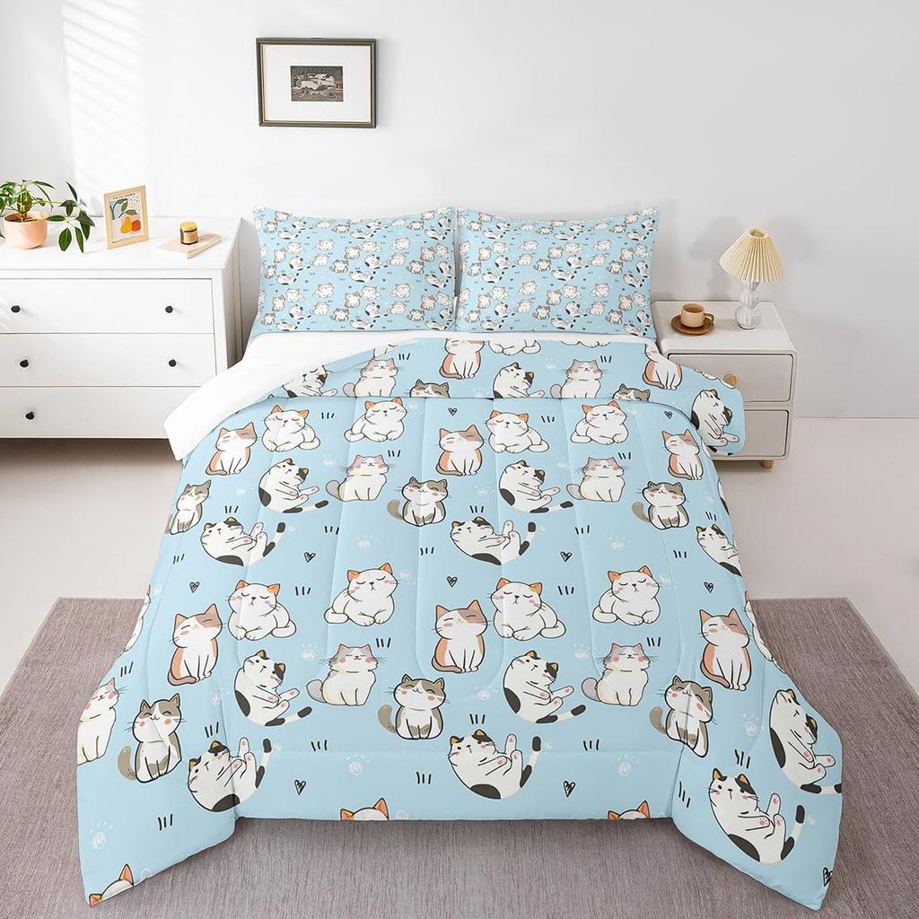 Erosebridal Horse Quilt Twin Size, Farmhouse Western Cowboy Cowgirls Duvet Insert for Kids Boys Girls Teens, Cartoon Kawaii Horse Bedding Se