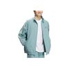 adidas Agasalho de Pista Tecido 3-Listras Esportivo Retrô Gola Alta Macio Confortável Casual Jaqueta Impermeável Jaqueta Unissex Teal JI6648