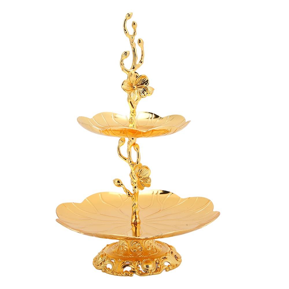 7PCS Metal Gold Cake Stand European Two Tiered Tray 2 Layer Cupcake Stand Home Kitchen Use
