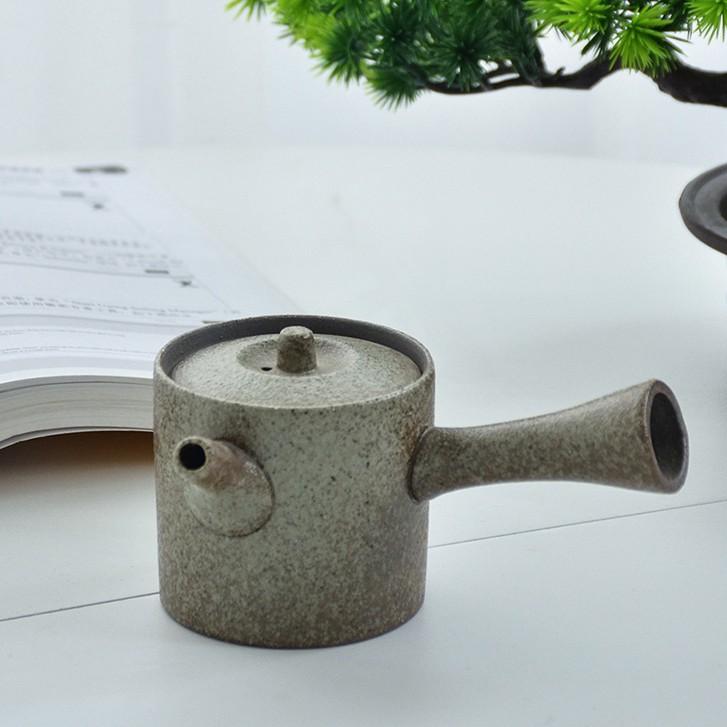 175ml Japanese Style Ceramic Side Handle Teapot Black Pottery Kung Fu Tea Set