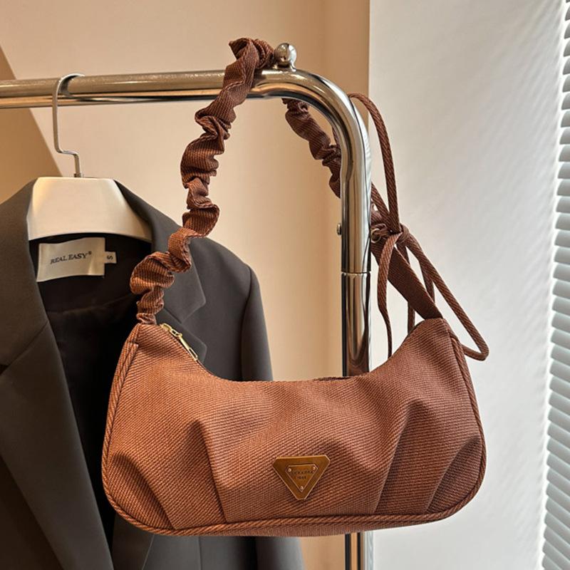 

2025 casual spring new fashion armpit bag Korean version ins retro pleats large capacity texture casual shoulder коричневый