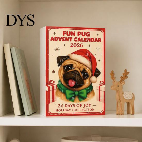 Christmas Box 2026 Advent Calendar, 24 Days Countdown Calendar with 2D Acrylic Holiday Dog/Horse/Cat/Animals Pendants, Mini Animal Hanging Ornaments