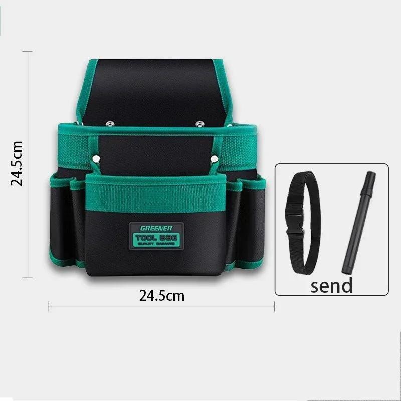 Greener Thicken Tool Kit Electric Drill Storage Packaging Repair Multi Layer Waist Bag Electrical Tools Canvas Wear Resistant