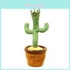 Jucărie de pluș Cactus Dansant Animat cu Corp Electronic Vibrator și Cântece Veselă în Engleză
