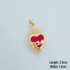 European & American Red Heart Zirconia Cross Pendant Necklace, Gold-Plated Copper, Peach Heart Design for Women.