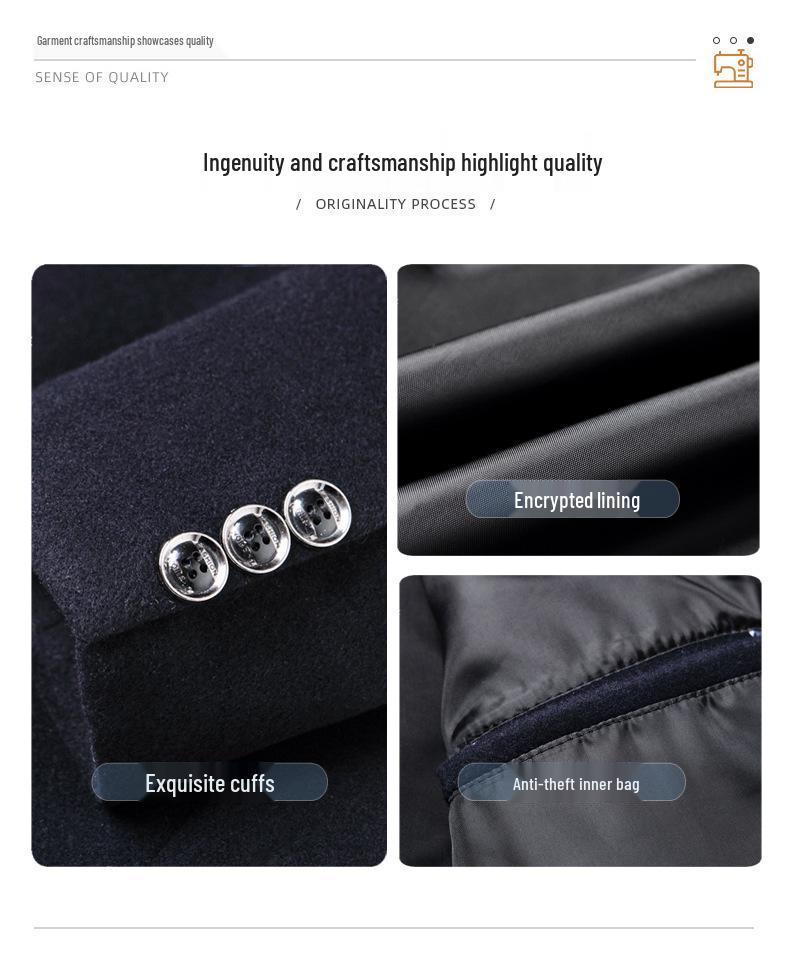 New Men's Wool Blend Business Casual Suit Jacket for Autumn and Spring - Iron-Free, Perfect for Middle-Aged Dads