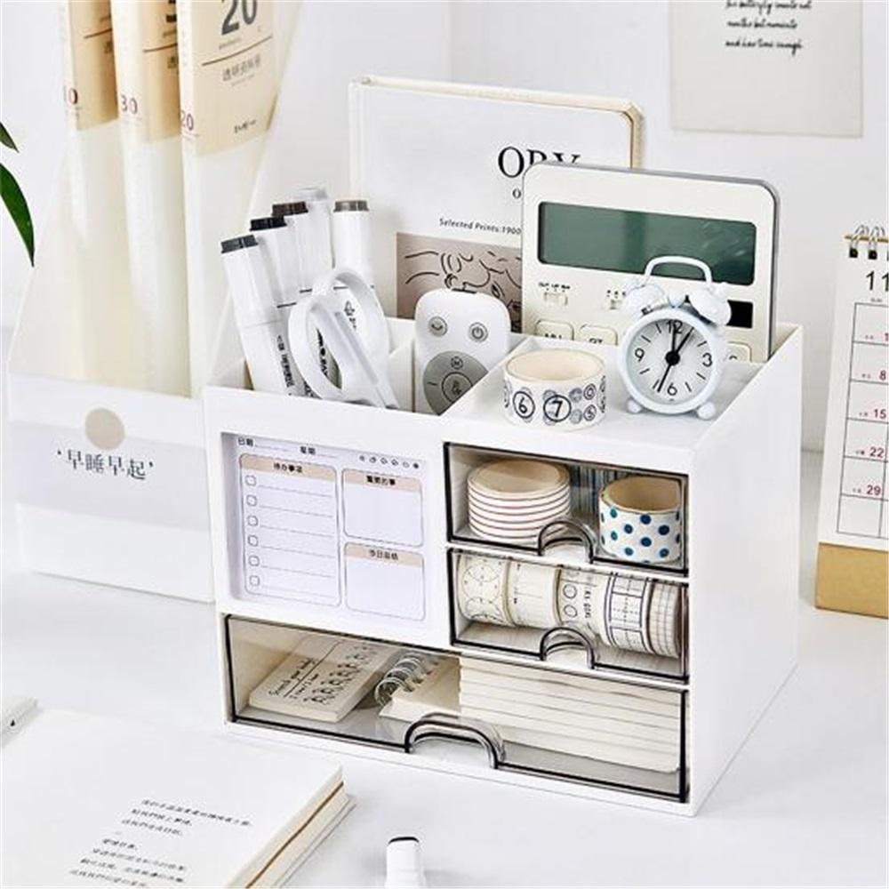 Multifunkční stolní organizér Zásuvková krabička s držákem na pero Velkokapacitní úložný organizér na stůl s mnoha přihrádkami