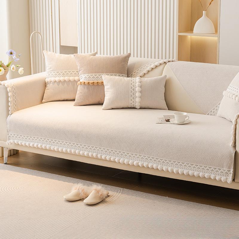 

Велюровая Подушка для Дивана Нескользящая Шерстяной Шарик Кремовое Покрытие Полотенце Легкая Роскошь Современное Универсальное Покрытие от Царапин 70*70