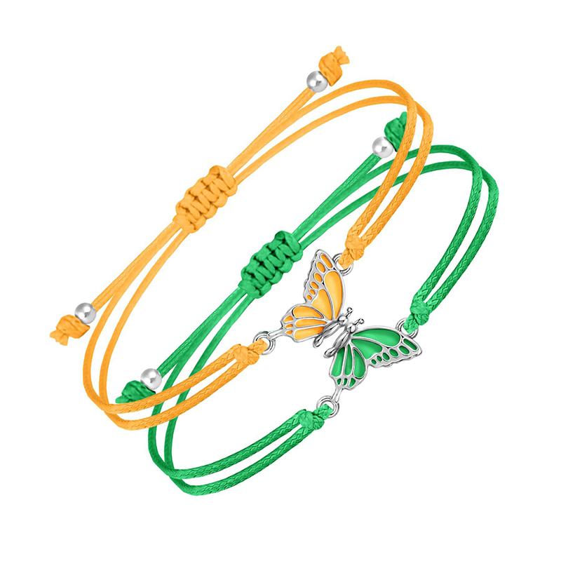 1Pair Butterfly Matching Adjustable Bracelets For Women Men Handmade Woven Friendship Bracelets Jewelry Accessories Gifts