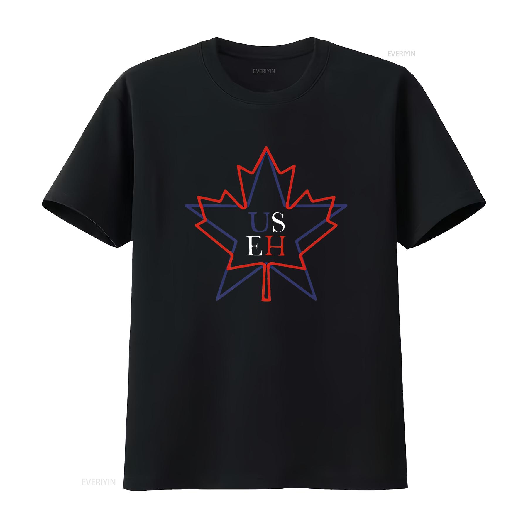 

Vintage USA Canada USEH US Flag American Canadian T Shirt for Women Fashionable and Breathable Summer Top Black 4XL vintage 4XL
