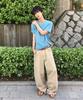 SIGNATURE Summer Wide Curved Dart Cotton Pants [Beige]