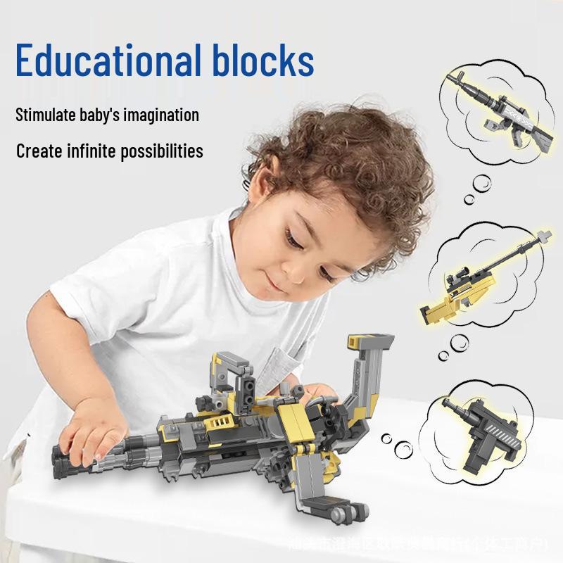 Compatible with Lego: M24, Gatling, AWM Gashapon Weapons Set for Kids – Chicken Eating Game, Birthday Gift.