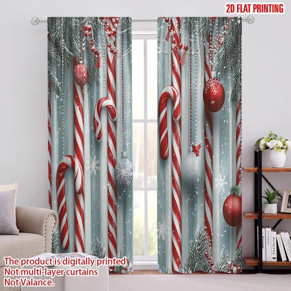 

2pcs,2D plane printing Contemporary Curtains Christmas Candy Cane Ornaments Snow (2) Polyester (without rod) Decorations Inside 52.50 × 116.00 cm 2 pcs