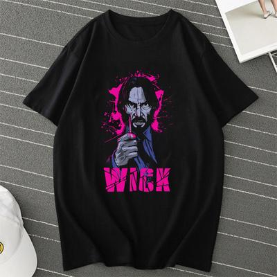 Unisex Printed T Shirt Men Guys John Wick and Dog Watercolor  Art Artwork Homme Tee Hip Hop Streetwear Hipster Tops