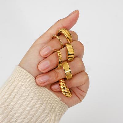 Minimalist 316L Stainless Steel Ring Square Heart Oval Shaped Classic Unisex Blank Golden Color Rings Jwelry for Men Wholesale