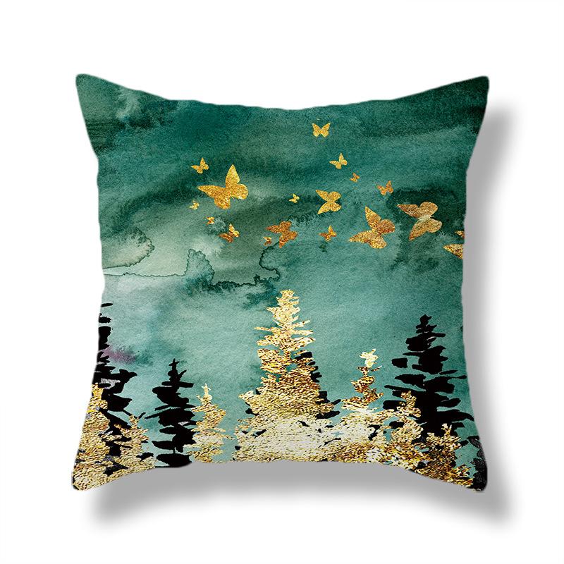 45X45CM Creative Hand-painted Natural Scenery Cushion Cover Sofa Office Seat Cushion Cover Creative Ornaments Home Decoration