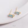 14K Gold-Plated Silver Studs with Rectangular Zircon and Colorful Hanging Ear Pins for DIY Accessories