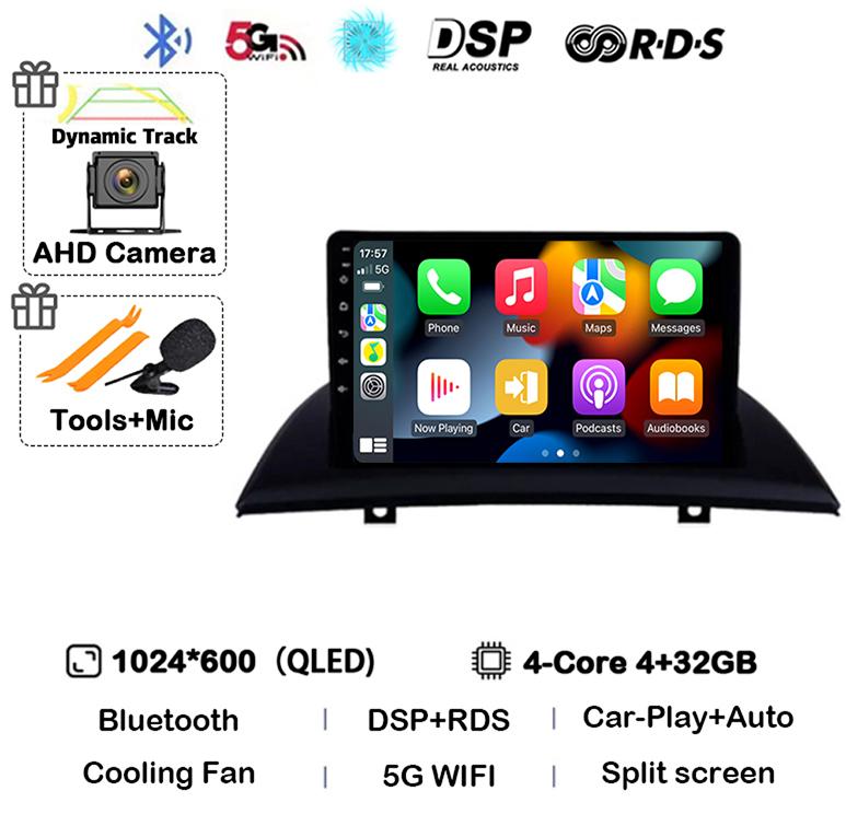 Android 14 Carplay Auto Car Radio For BMW X3 E83 2004 2005-2007-2009 2010 2011 2012 Multimedia Stereo Video Player GPS 4G WIFI