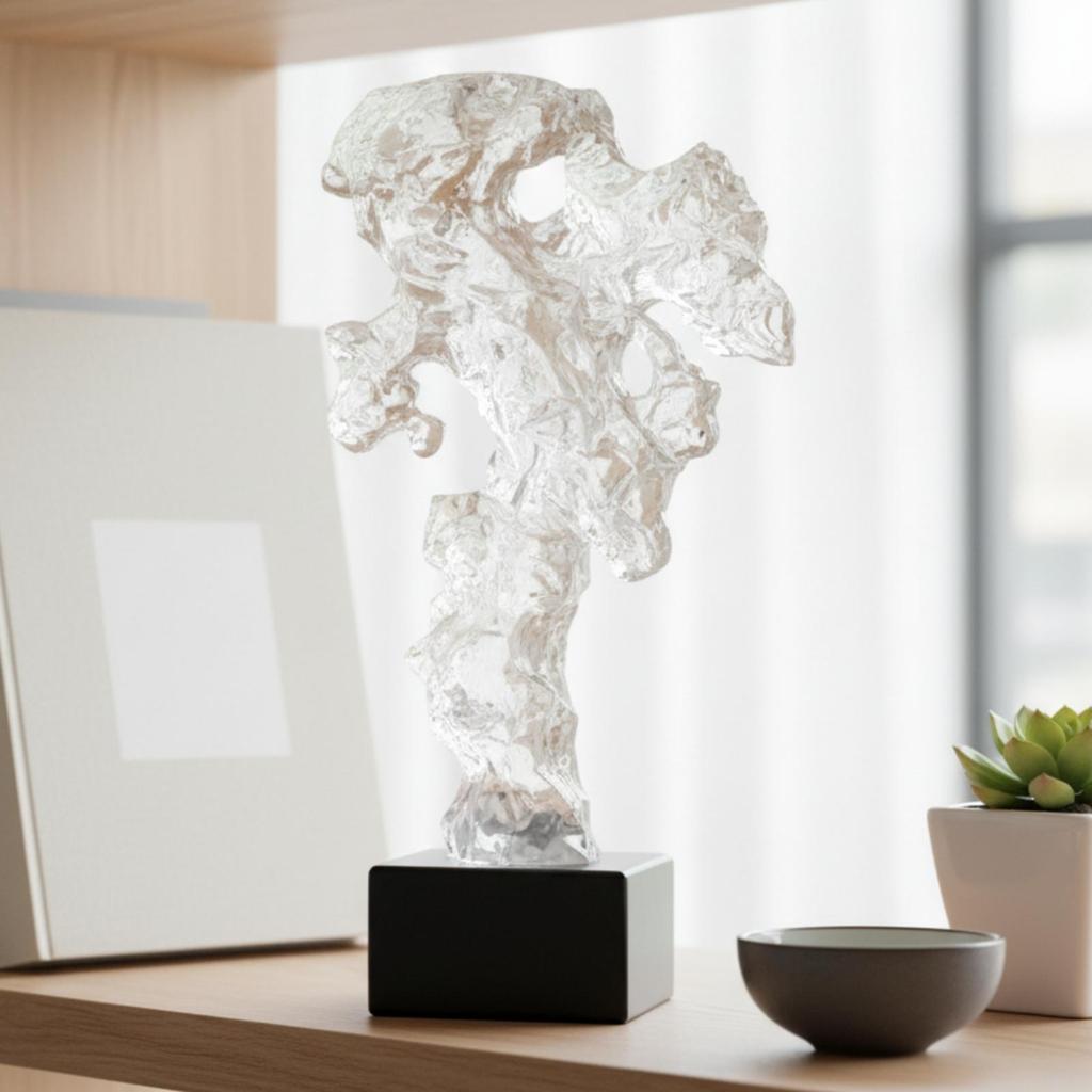 Abstract Sculpture with Base Modern Chinese Resin Rock-Like Statue
