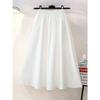 Petite White A-Line High-Waisted Mid-Length Skirt for Spring and Autumn - Plus Size Available