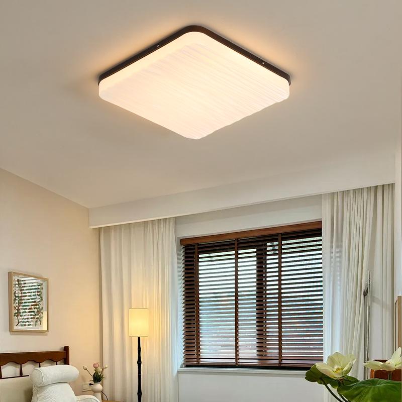 Ultra-Thin Mid-Century Walnut Ceiling Light for Bedroom & Living Room - Full Spectrum Eye Protection