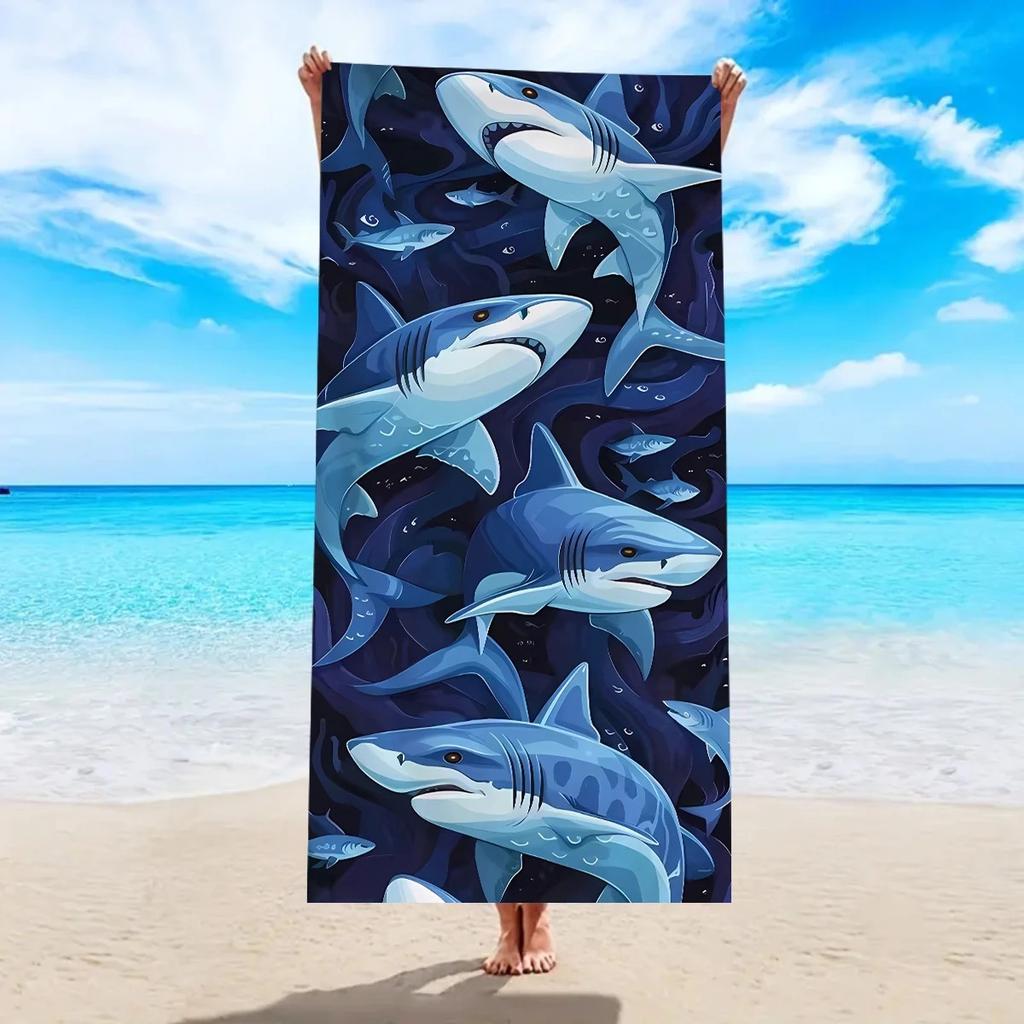 2D Flat Printed Nautical Theme Beach Towel Soft Peach Skin Quick Dry Bath Towel Swimming Pool Travel Summer Vacation Beach Decor
