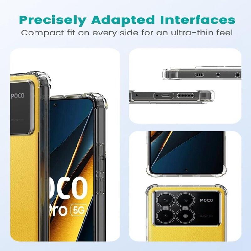 Transparent TPU Case for Xiaomi Poco X6 Pro X5 X4 NFC F5 F4 GT M5 M4 5G Protective Cover Shockproof Shell Bumper Coque Fundas