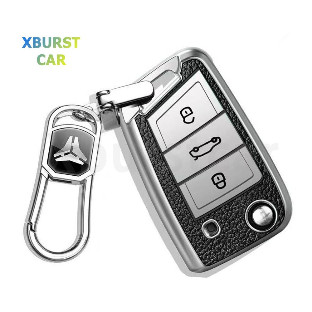 Key Case Cover For Vw Touran Tiguan Golf 7 Gti Polo T-Cross T-Roc Skoda Rapid Kodiaq Octavia Fabia Seat Ibiza Leon Ateca Arona