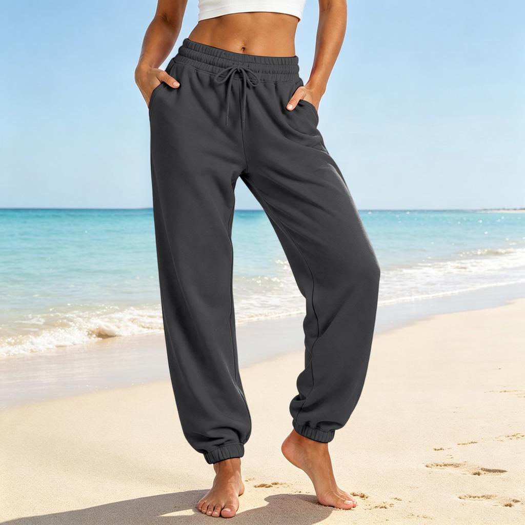 Pantalones Jogger Casuales para Mujer con Bolsillos, Color Pantalones Sueltos con Puños