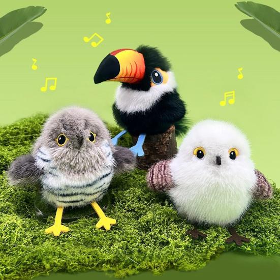 Yousheng 2Pcs Imitation Bird Toy Realistic Birdsong Cat Toy with Flapping Wings Rechargeable Touch Activated Interactive Chirping Plush Bird Toy