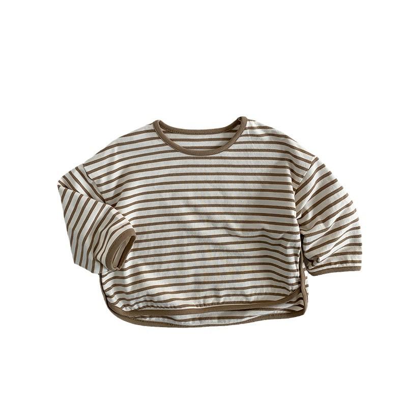 Kids' Striped Casual Korean-Style T-Shirt for Boys and Girls - Trendy and Versatile Baby and Children's Top
